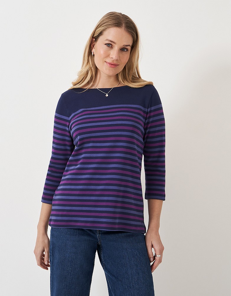 Ultimate Breton Top in Blue & Purple Stripes