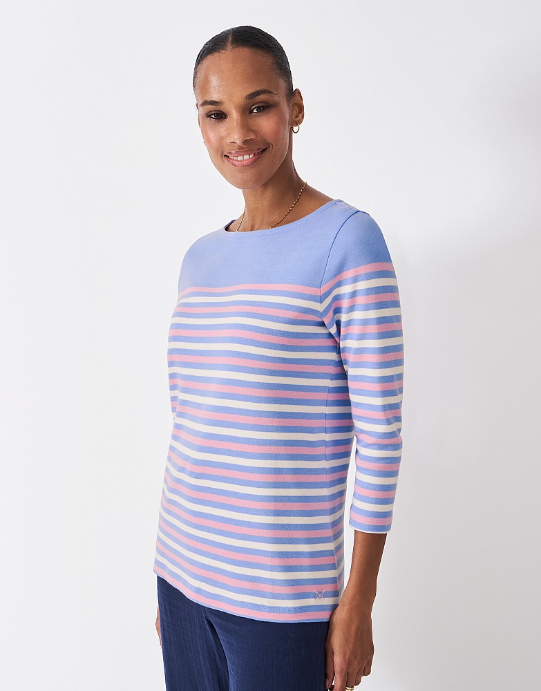 Ultimate Breton Top in White, Blue & Pink Stripes