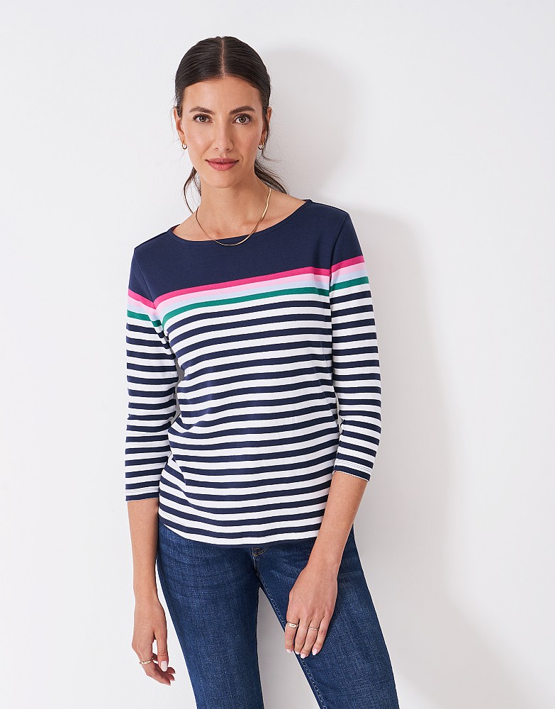 Ultimate Breton Top in White, Navy & Rainbow