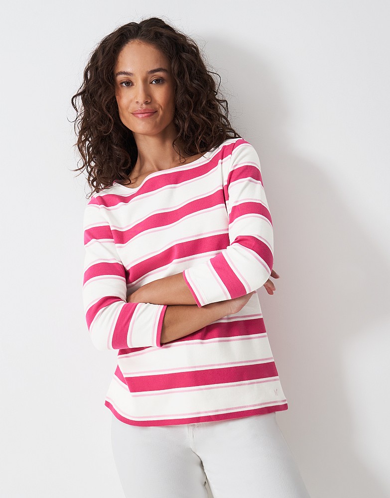 Ultimate Breton Top in White & Pink Stripes