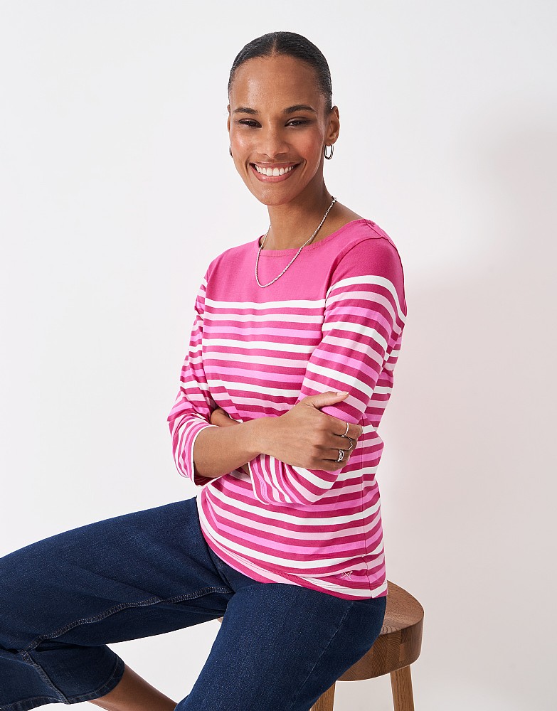 Essential Breton Top in Pink Stripes