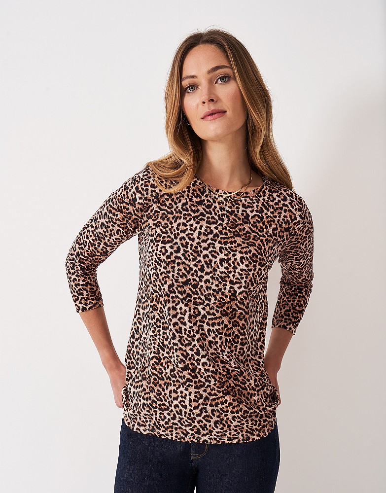 Printed Long Sleeve Top in Leopard