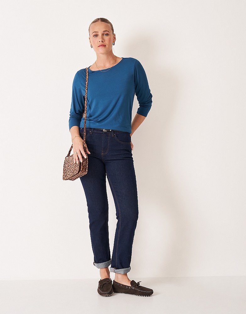 Jemma Boat Neck Top in Blue