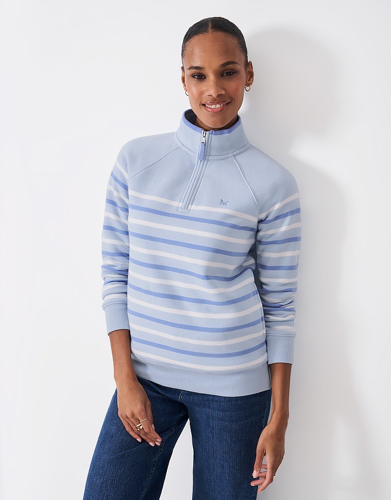 Half Zip Sweat in Blue Stripes