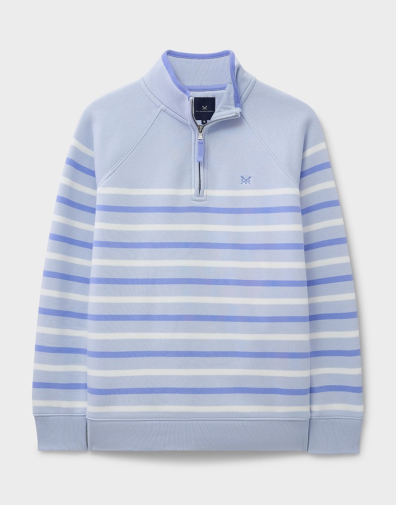 SWEAT-SHIRT SLIM FIT AVEC FERMETURE ÉCLAIR ET POCHES EN COTON Bleu Melange Avec Logo 17 55293