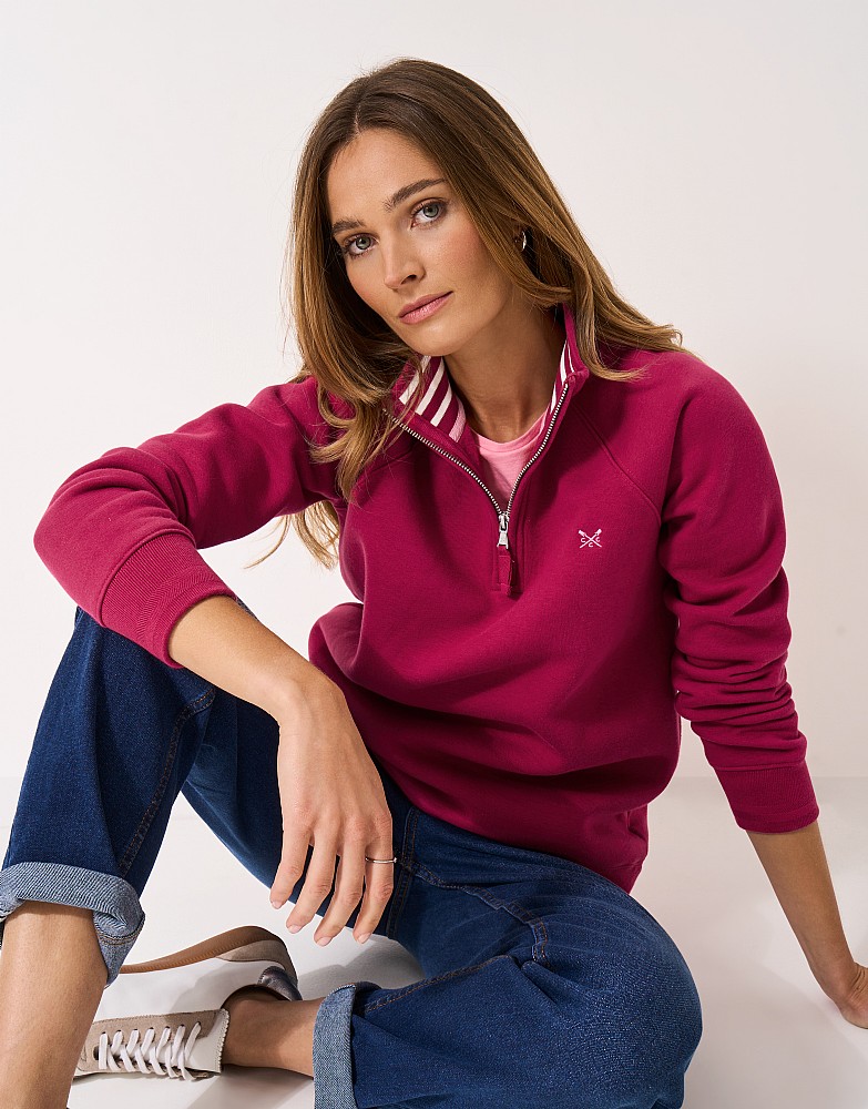 Women's Half Zip Sweat in Cherry from Crew Clothing Company