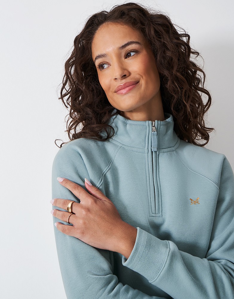 Women's Half Zip sweat in Teal from Crew Clothing Company
