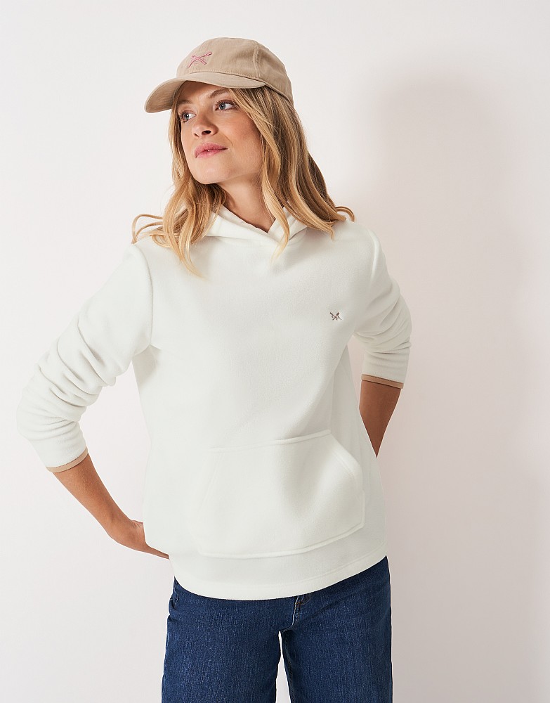 Micro Fleece Hoodie in Ivory