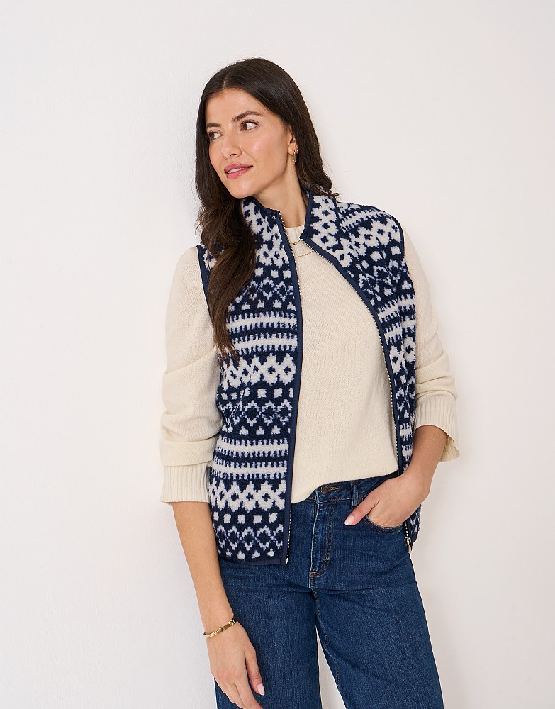Boucle Fairisle Gilet in Navy
