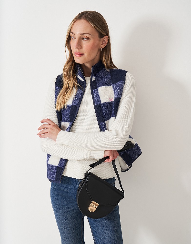 Boucle Check Gilet in Navy and Ivory