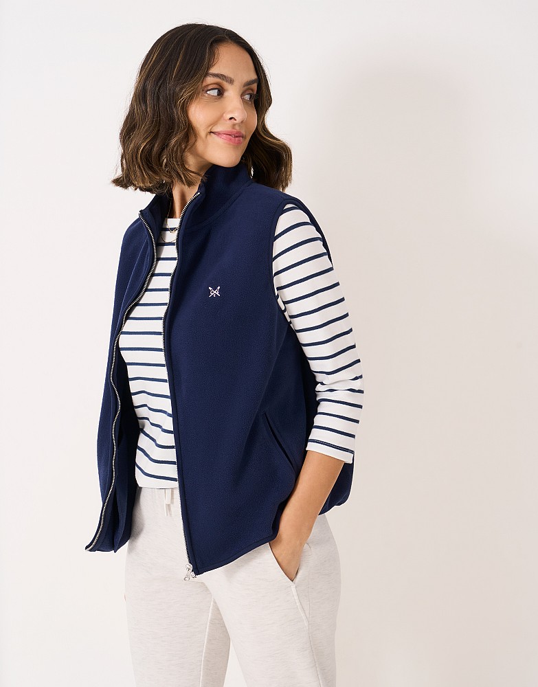 Micro Fleece Zip Gilet in Navy