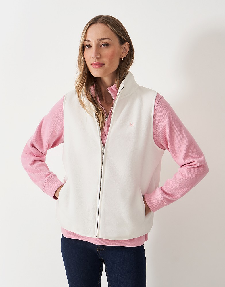 Micro Fleece Zip Gilet in White