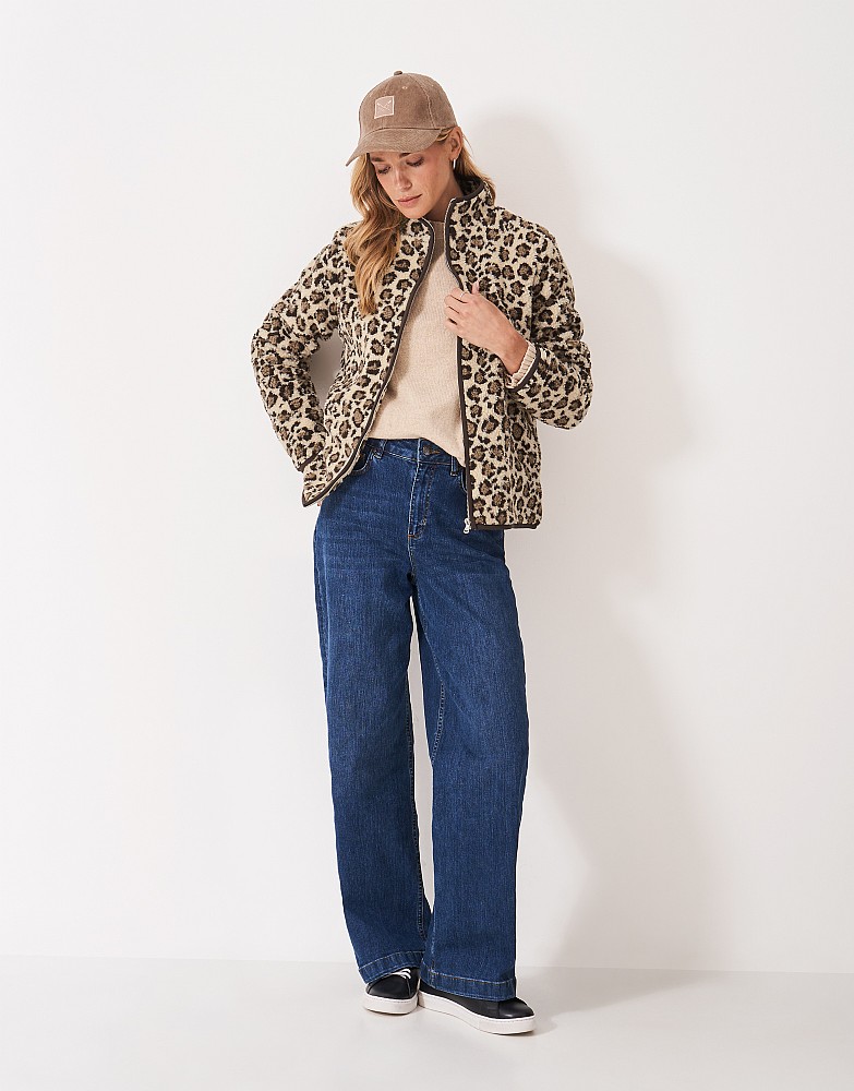Borg Zip Through Fleece in Leopard Print