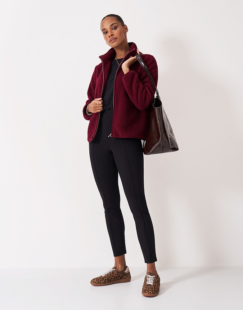 Borg Zip Through Fleece in Dark Red