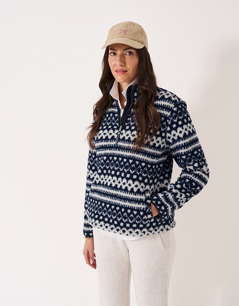 Half Zip Fairisle Fleece in Navy