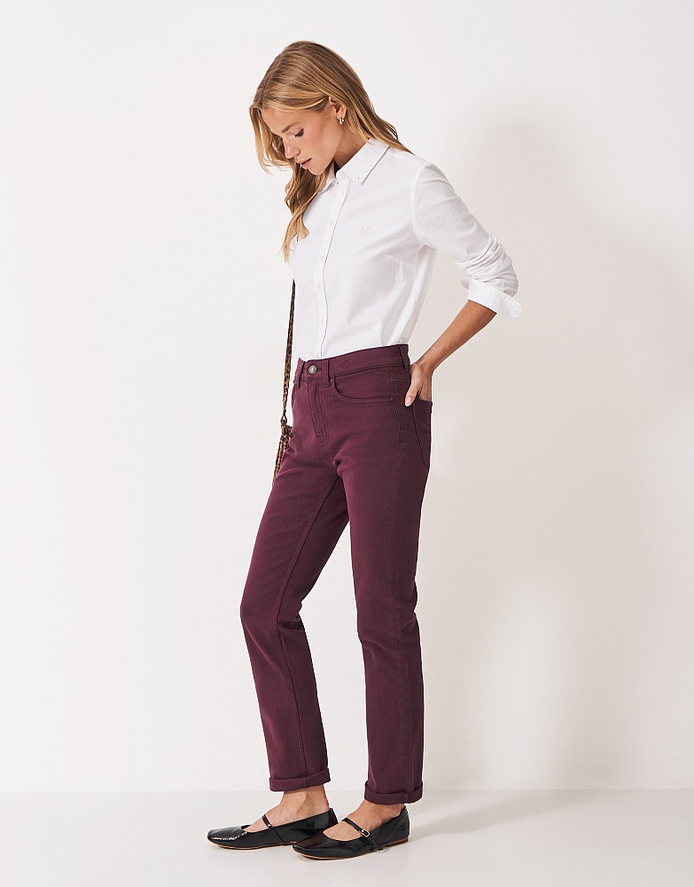 Straight Leg Jean in Burgundy