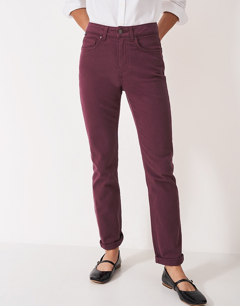 Women's Straight Leg Jean in Burgundy from Crew Clothing Company