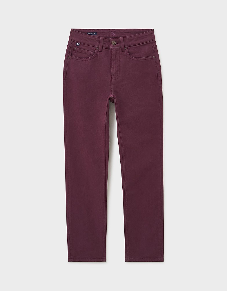 Women's Straight Leg Jean in Burgundy from Crew Clothing Company