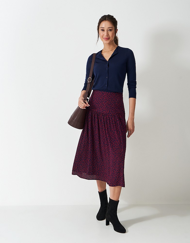 Dara Midi Skirt in Berry Leopard Print