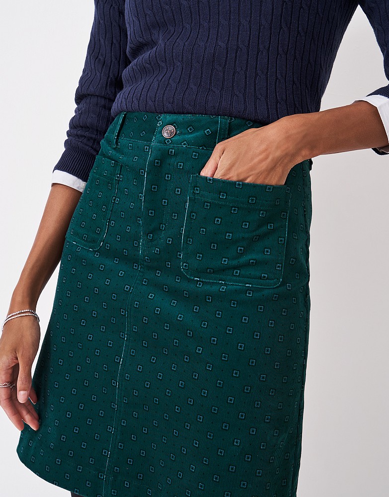 Women's Demi Cord Skirt in Green from Crew Clothing Company