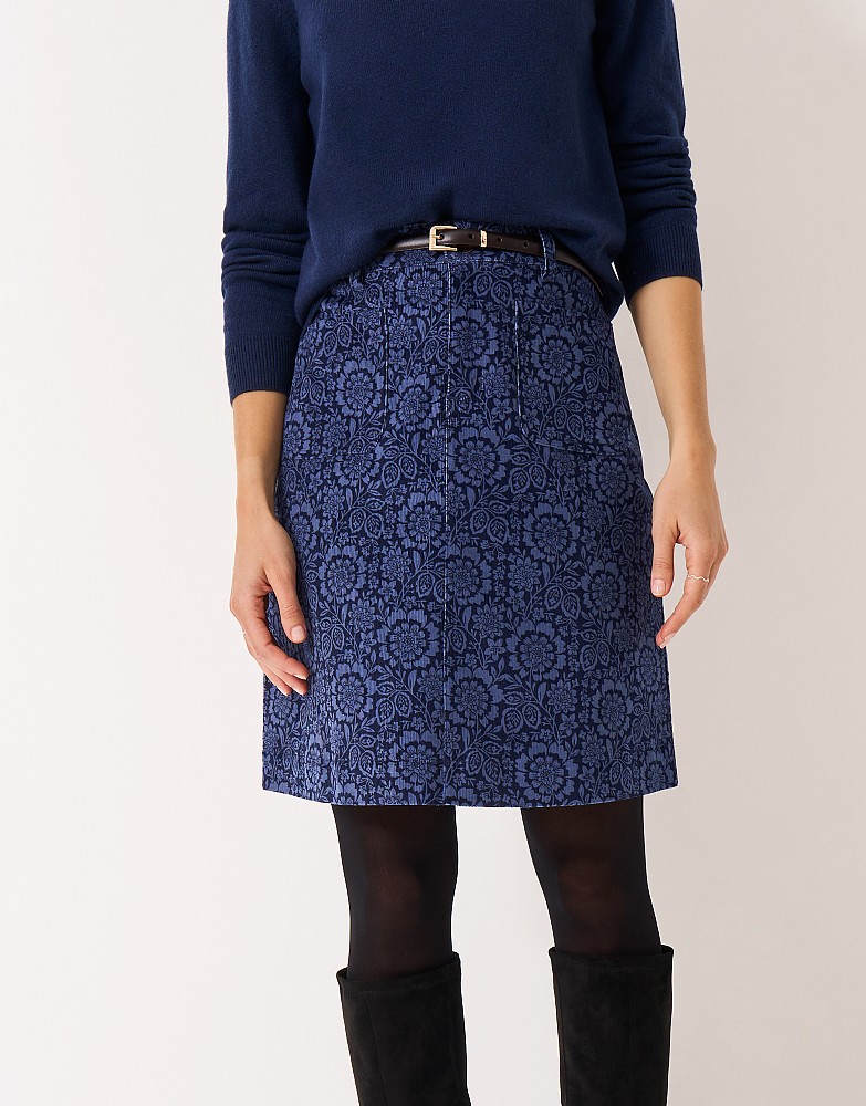Demi Cord Print Mini Skirt in Navy Floral