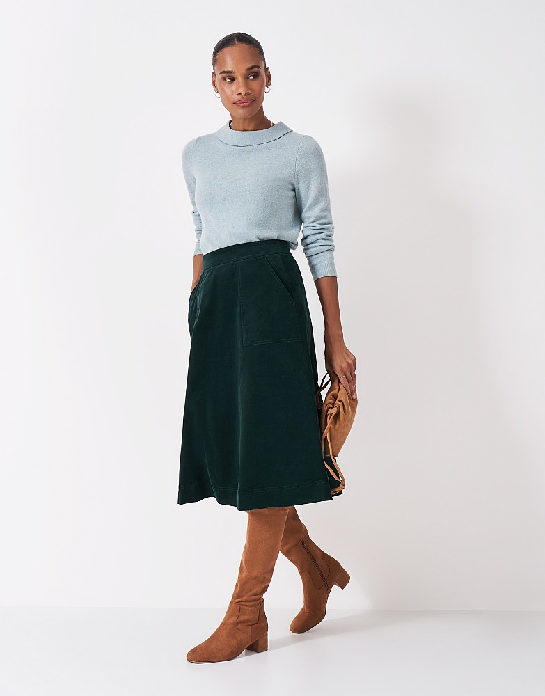 Layla Cord Midi Skirt in Green