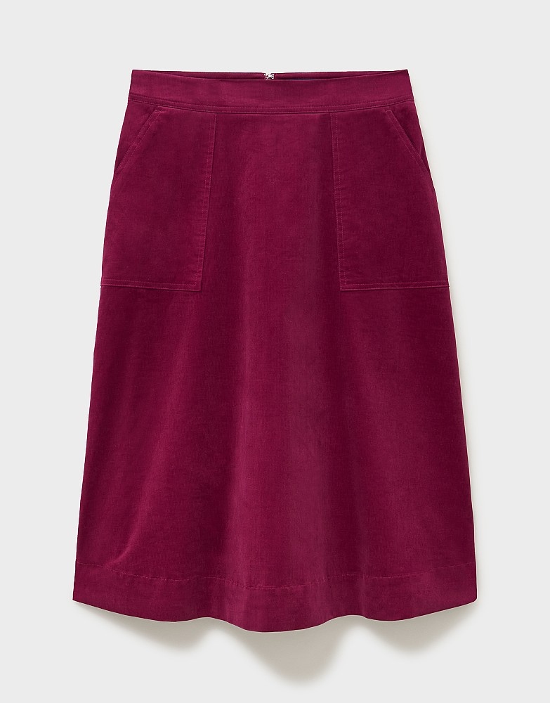 Women's Layla Cord Midi Skirt in Burgundy Red from Crew Clothing
