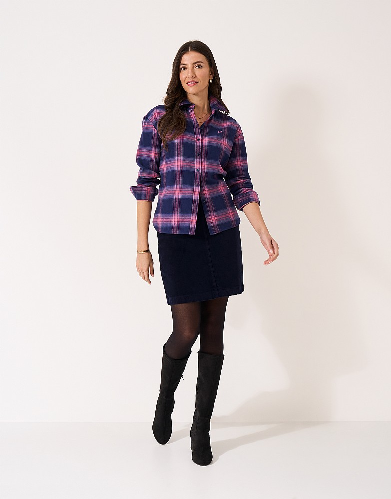 Velvet A-Line Mini Skirt in Dark Blue