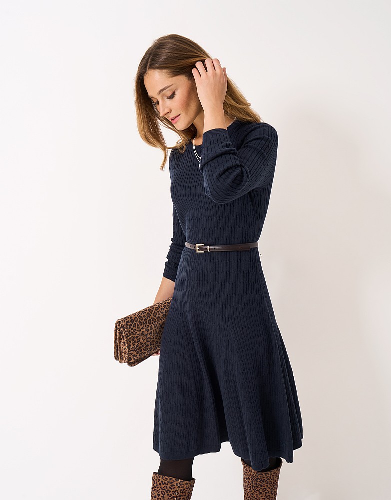 Roxy Cable Knit Dress in Navy