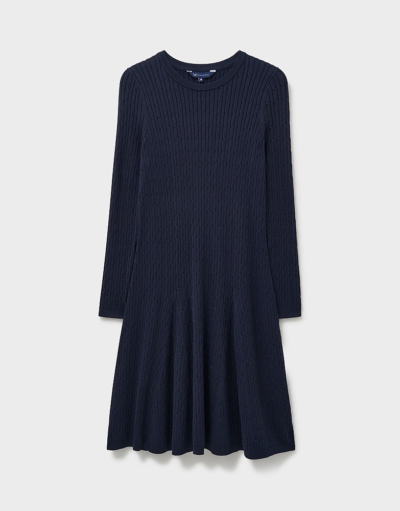 pleated short knit dress AKIRA Alina Pleated Knit Fit And Flare Mini Dress In Blue main image 0