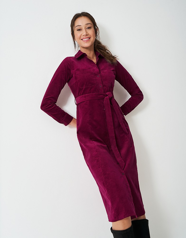 Women's Sienna Cord Shirt Dress in Burgundy Red from Crew Clothing