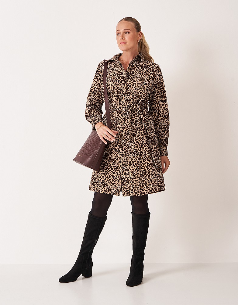 Elsie Cord Dress in Leopard Print