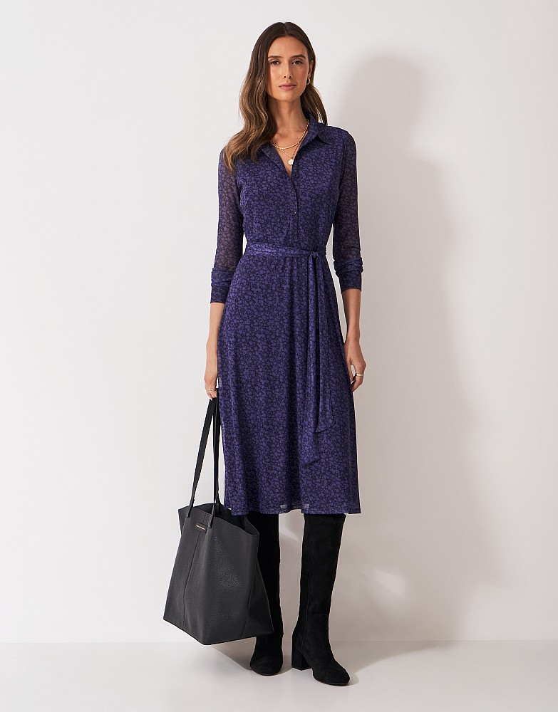 Verona Jersey Mesh Shirt Dress in Blue