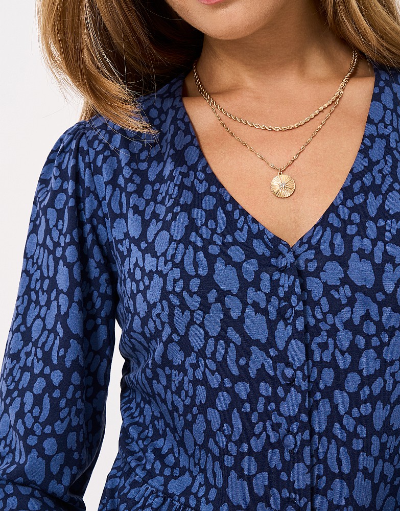 blue leopard print shirt dress Women's Button Through in from Crew Clothing shirt dress silhouette creates Spaghetti Strap Homecoming Dresses Was a wonderful night Waist:W-38