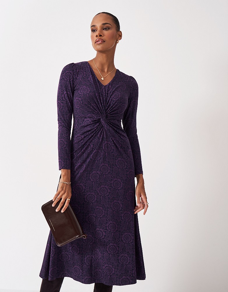 Flora Twist Long Sleeve Dress in Purple