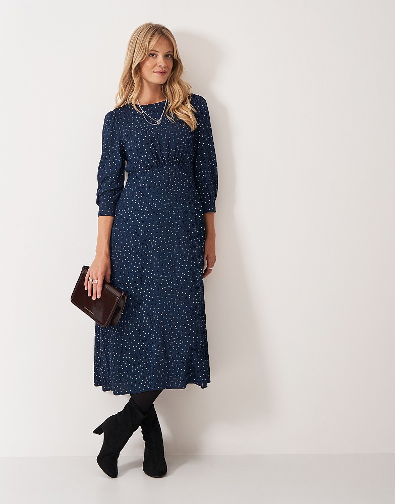 Ella 3/4 Length Sleeve Tea Dress in Navy