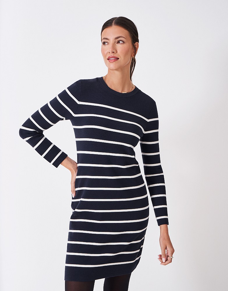 Adrianna Dress in Navy and White Stripes