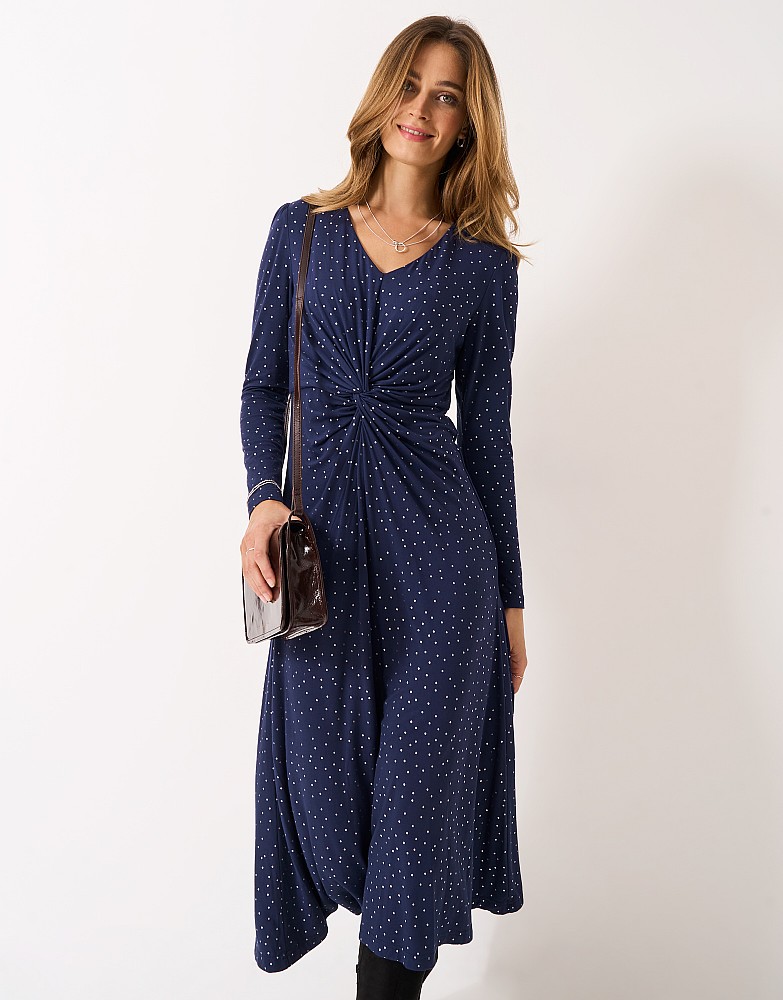 Flora Twist-Front Dress in Metallic