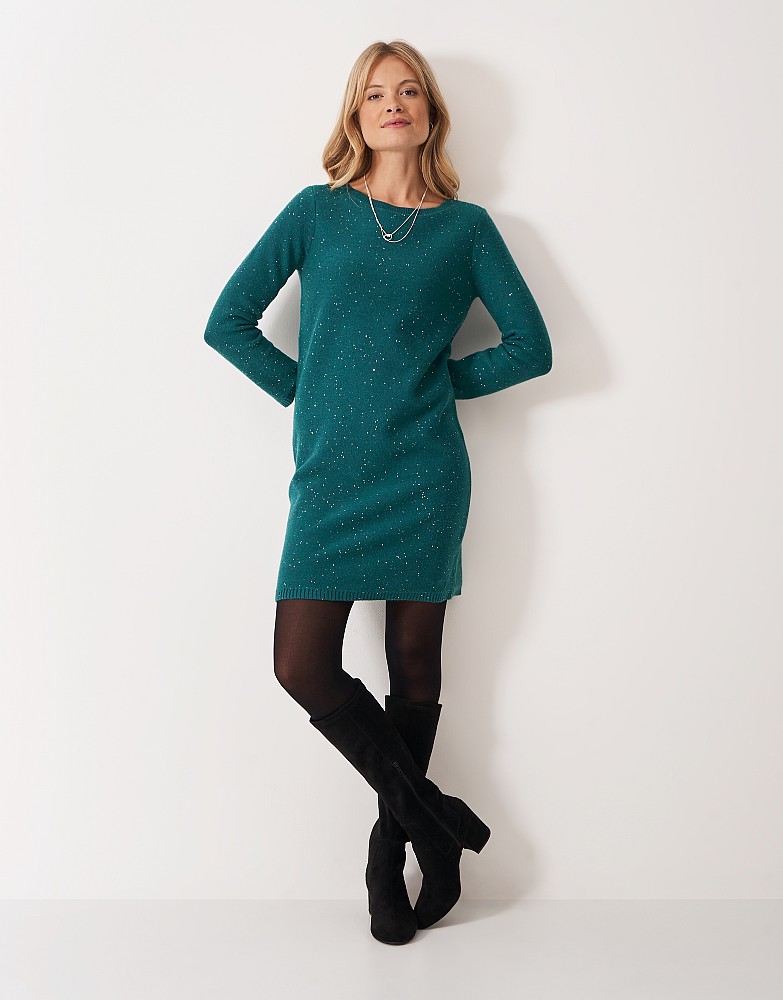 Cara Knitted Glitterball Dress in Green
