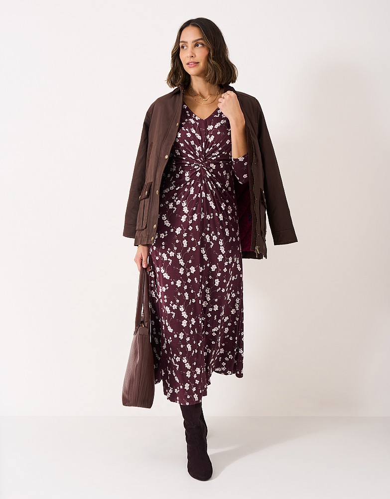 3/4 Sleeve Floral Dress in Cherry