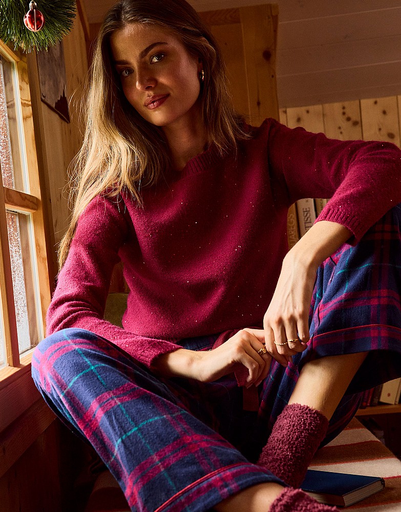 Cotton-Flannel Pyjama Bottoms in Dark Navy
