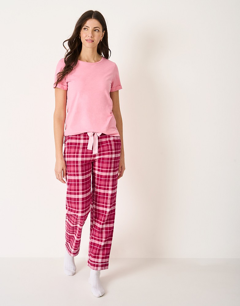 Cotton-Flannel Pyjama Bottoms in Berry Check