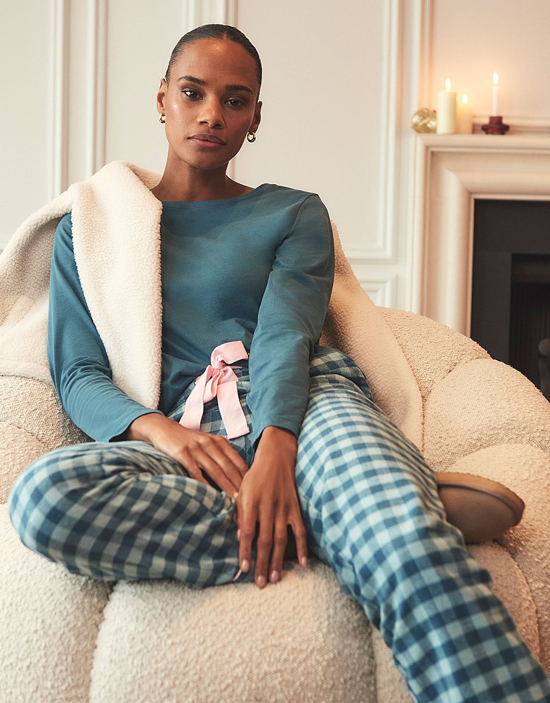 Jersey & Flannel PJ Set in Teal Check