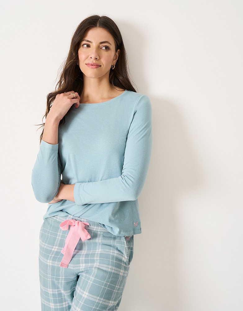 Jersey & Flannel PJ Set in Duck Egg Blue Check