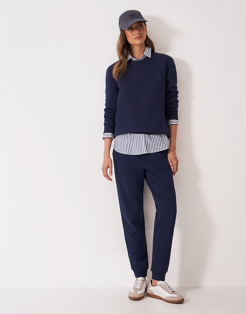 Crew Cotton Blend Joggers in Navy