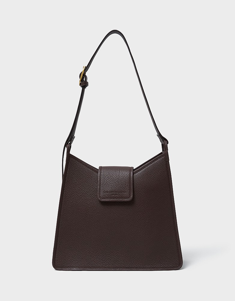 Leather Shoulder Bag in Chocolate Brown