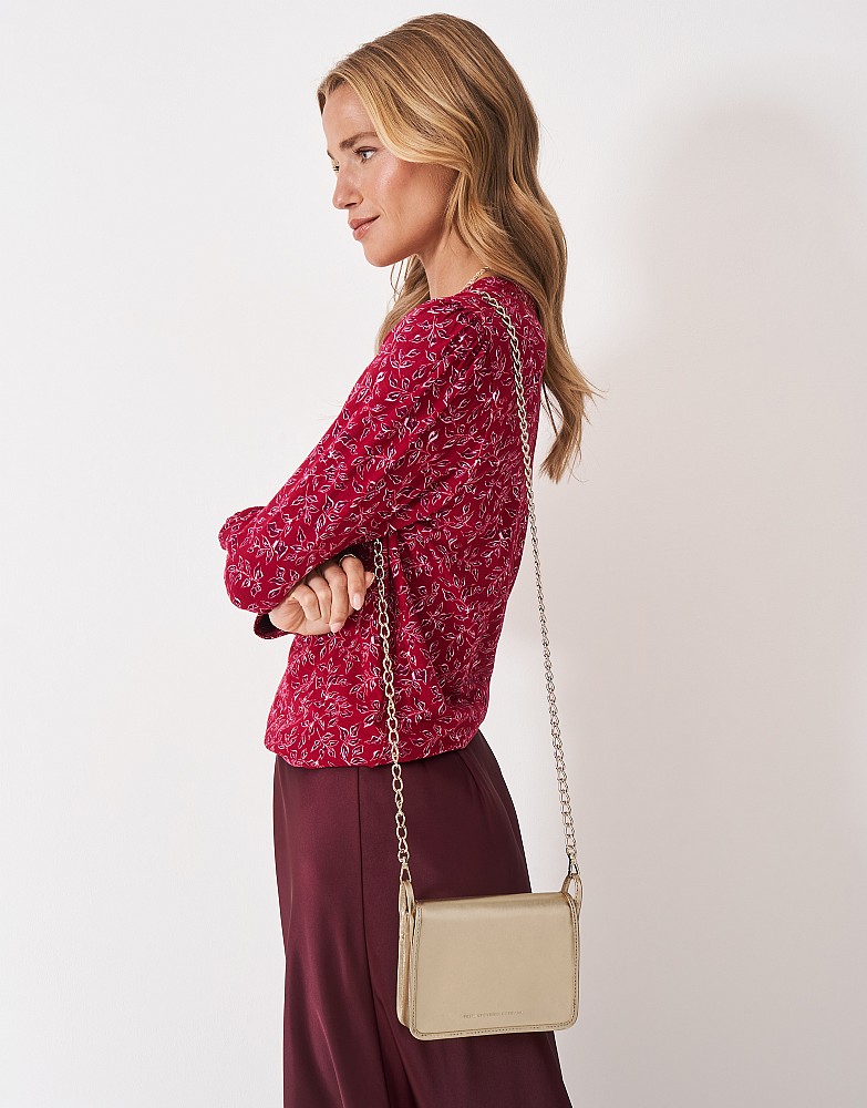 Leather Chain Bag in Gold