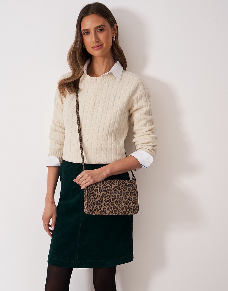 Suede Crossbody Bag in Leopard Print