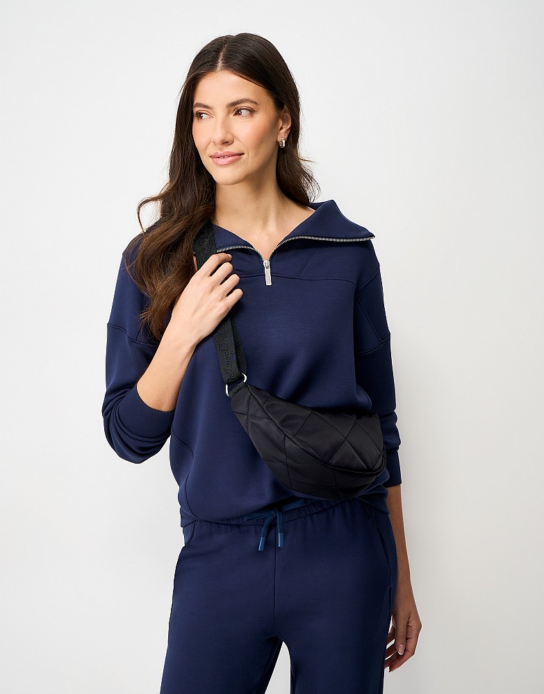 Quilted Nylon Crossbody Bag in Black