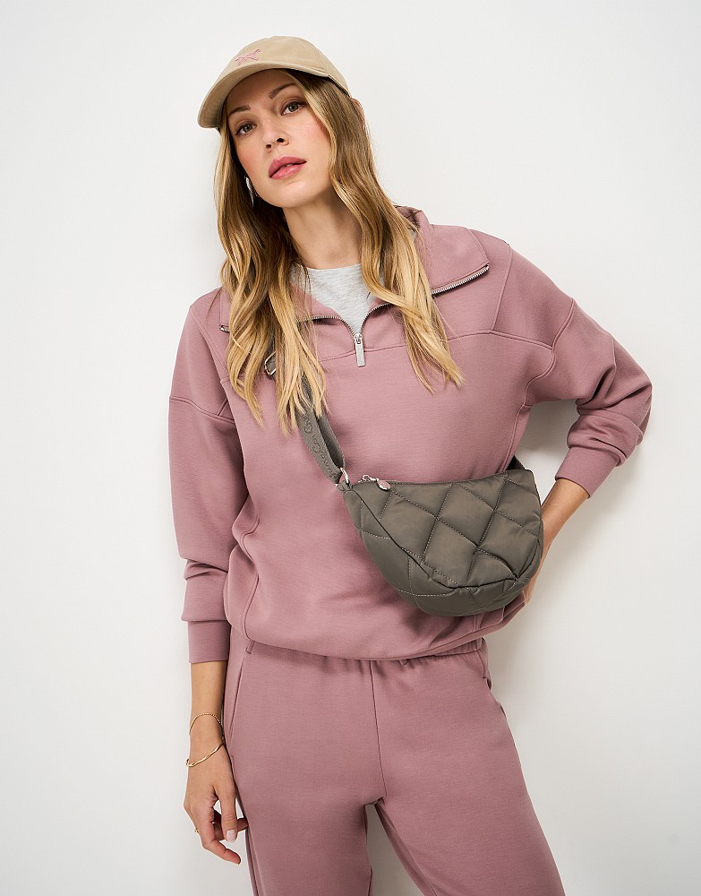 Quilted Nylon Crossbody Bag in Green